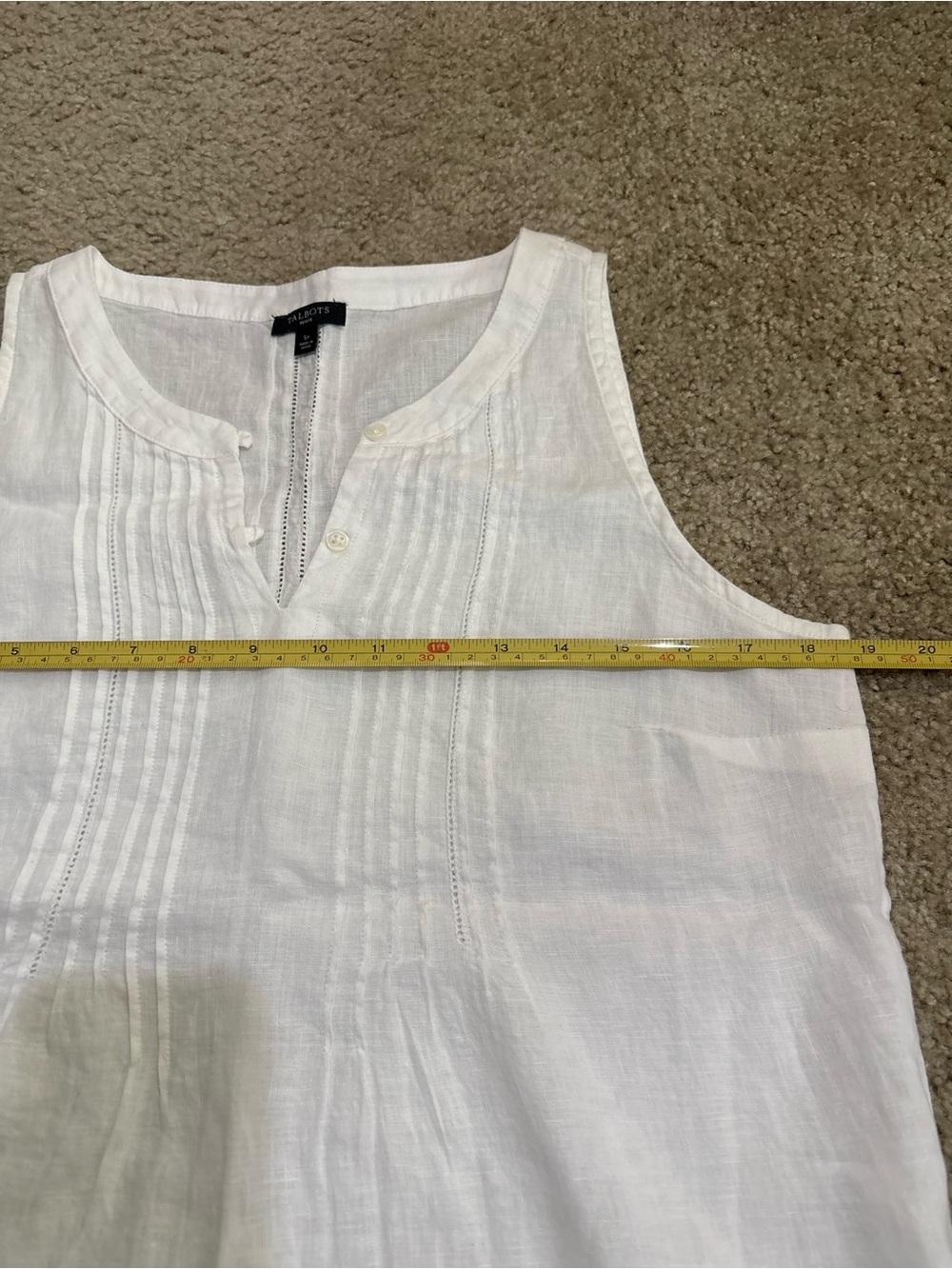 SOLD- Talbots NWOT Linen Pintuck Yoke Shell Tank - Picture 5 of 7